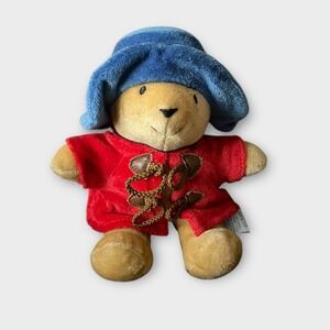 Eden Toys Paddington Bear Plush Stuffed Animal Blue Hat Red Coat 1997 7" Inches